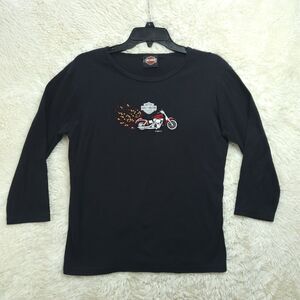 HARLEY DAVIDSON Rhinestone 3/4 Sleeve Bling Tee Wild Prairie MN Eden USA Size S
